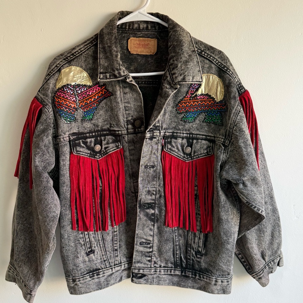 OOAK  1990’s Vintage Levi’s Customized Acid Wash Western Denim Jacket